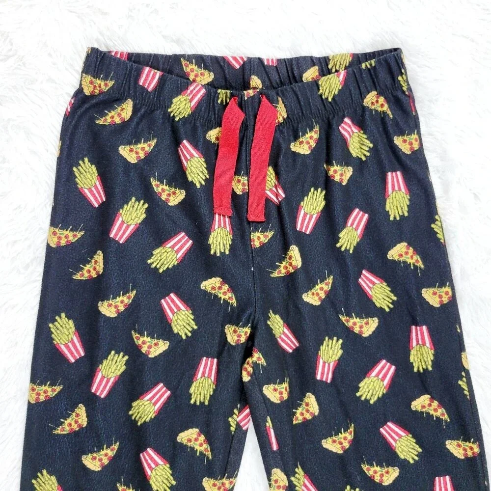 Old Navy Kids Pajama Pants Pizza French Fries Print Elastic Waist Drawstring‎ XL